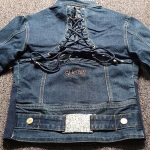 New Dereon Lace Back Denim Jean Jacket
